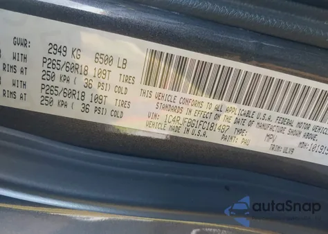 2015 Jeep Grand Cherokee Limited z USA, uszkodzony, nr VIN 1C4RJFBG1FC181487